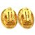 Brincos de pressão ovais Crown Chanel CC banhados a ouro Dourado - vista 3