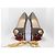 Lady Peep Décolleté Christian Louboutin in camoscio blu con borchie dorate e stampa leopardata Marrone Gold hardware - vista 14