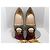 Lady Peep Décolleté Christian Louboutin in camoscio blu con borchie dorate e stampa leopardata Marrone Gold hardware - vista 2