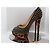 Lady Peep Décolleté Christian Louboutin in camoscio blu con borchie dorate e stampa leopardata Marrone Gold hardware - vista 4