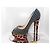 Lady Peep Décolleté Christian Louboutin in camoscio blu con borchie dorate e stampa leopardata Marrone Gold hardware - vista 5