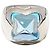 Bulgari Pyramide Ring Weißgold 750/18K Blautopas Cocktailring Massiv 16 g mit Box Gr. 54