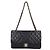Timeless Chanel Double Flap Matelassé Schultertasche aus schwarzem Lammleder