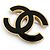 Broche Chanel B24B de resina chapada Coco Mark Negro Dorado