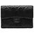 Carteira Small Flap Chanel em pele de cordeiro acolchoada perfurada preta Preto