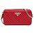 Prada Red Mini Soft Calf Impunture Diagramme Double Zip Bag Rot