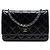Portafoglio Chanel Black CC Quilted Patent Wallet On Chain Nero