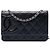 Chanel Cambon Ligne Wallet On Chain aus schwarzem gestepptem Lammleder