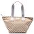 Tote Gucci em tela GG bege com faixa Web