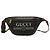 Borsa cintura Gucci Black Small Grained Calfskin Web Logo Nero