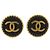Orecchini a clip rotondi Chanel Black CC placcati oro e smalto Nero