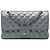 Chanel Silver Medium Classic Lambskin Double Flap Argenté