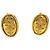 Orecchini a clip ovali Crown Chanel Gold CC placcati oro D'oro