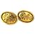 Orecchini a clip ovali Crown Chanel Gold CC placcati oro D'oro - vista 2