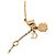 Colar Dior Gold Plated com pingente de strass e falsa pera em formato de gota Dourado - vista 5