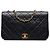 Chanel Black CC Quilted Lambskin Full Single Flap Negro