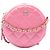 Clutch Chanel rosa in pelle d'agnello matelassé con perle rotonde e catena