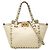 Bolsa Satchel Rolling Trapeze Rockstud em couro de bezerro granulado branco Valentino Mini