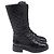 Chanel CC gesteppte Mid-Calf Combat Boots aus schwarzem Leder