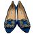 Décolleté Manolo Blahnik Hangisi Embellished in raso blu - vista 2