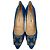 Décolleté Manolo Blahnik Hangisi Embellished in raso blu - vista 3