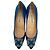 Décolleté Manolo Blahnik Hangisi Embellished in raso blu - vista 4