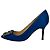 Décolleté Manolo Blahnik Hangisi Embellished in raso blu - vista 7