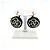 Boucles d'oreilles puces Chanel Coco Mark Camélia Dorées Noir Blanc - vue 2