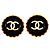 Classique Boucles d'oreilles clips Chanel Coco Mark Circle Noir Doré
