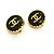 Classique Boucles d'oreilles clips Chanel Coco Mark Circle Noir Doré - vue 2