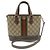 Mala Tote Gucci Small GG Supreme tela e couro bege - vista 2