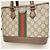 Mala Tote Gucci Small GG Supreme tela e couro bege - vista 6
