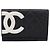 Tarjetero con solapa Chanel Cambon de piel de cordero acolchada Negro
