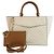 Bolso de hombro Michael Kors Medium Ivory Gray Castaño Crudo