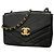 Chanel V-Stitch Schultertasche mit Kette Schwarz