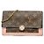 Louis Vuitton Monogram Portefeuille Flore Chain Wallet Marrom Rosa