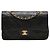 Bolsa de Ombro Chanel Coco Mark Matelassé Double Flap Preto