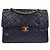 Chanel Vintage Classic Double Flap Quilted Lambskin Medium Marineblau