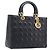 Christian Dior Cannage Lady Dior Large Hand Bag Lamb Skin Black Auth 207683V Nero