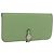 Hermès Portafoglio Lungo HERMES Dogon in Pelle Verde Argento Auth 206778M