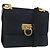 Borsa a tracolla Salvatore Ferragamo Gancini in camoscio blu navy e tono oro Auth ka6530A