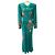 Autre Marque Saloni Claudia Midi-Kleid aus Seide in Teal Grün
