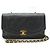 Chanel Vintage Diana 22 Schultertasche aus gestepptem Lammleder mit Kette Schwarz Bordeaux