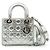 Lady Dior My ABCDior Cannage Pelle di agnello metallizzata Small Argento Blu chiaro
