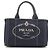 Prada Canapa Tote Baltico em algodão e couro azul marinho Vermelho