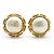 Chanel Orecchini a clip rotondi in perle artificiali vintage Bianco D'oro
