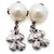 Chanel Brincos de pérolas artificiais e strass de trevo de quatro folhas Prata Branco - vista 4