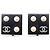 Chanel Pendientes de clip cuadrados Coco Mark Pearl Negro Blanco