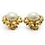 Chanel Brincos de pressão redondos de pérolas artificiais GP Branco Dourado - vista 5