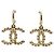 Chanel CC Beaded Small Hoop Drop Earrings Golden